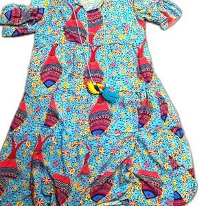 Vintage Beautiful Boho style mandala dress with tassels